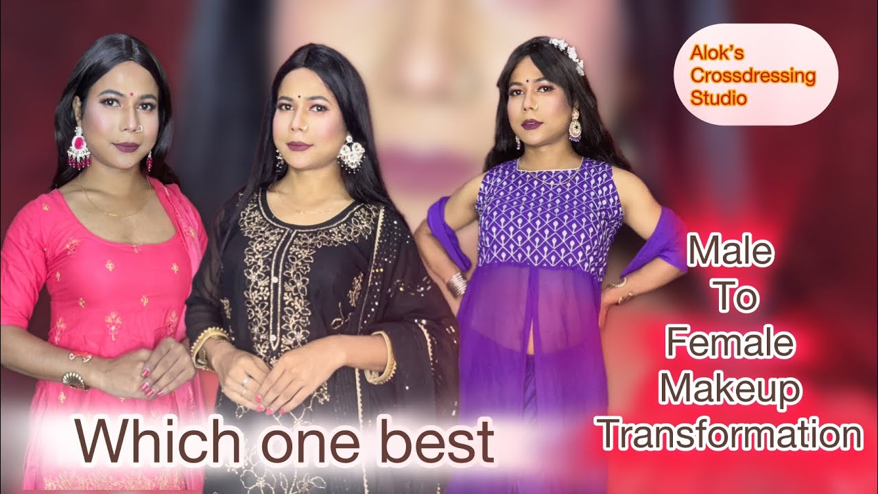 Back to back 3 dress change / male Became woman/ Boy to girl makeup transformation 
