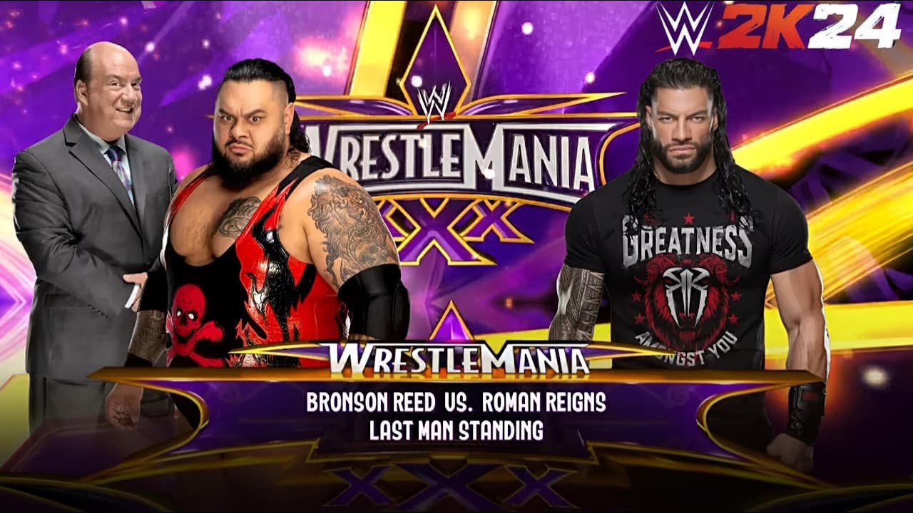 WWE 2K24 - Bronson Reed vs Roman Reigns | Last Man Standing Match at WrestleMania 30
