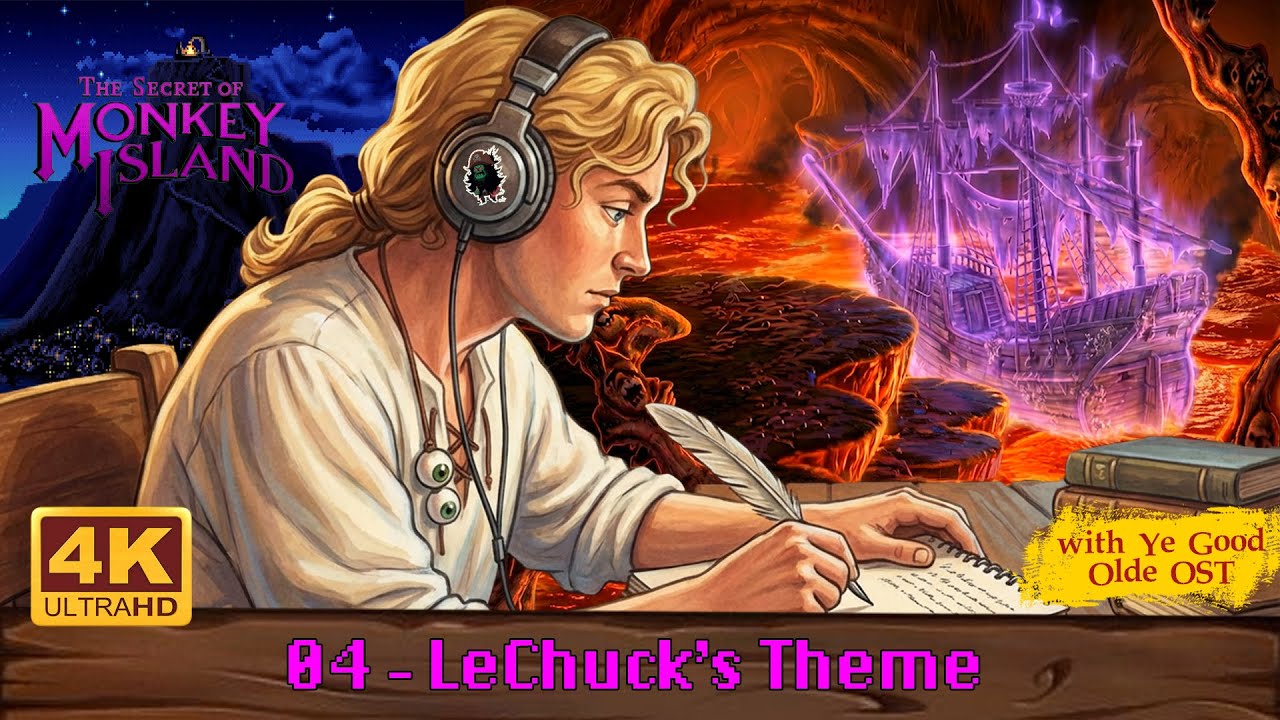 The Secret of Monkey Island | 4K AI Remake - Relaxing Vintage Music - 04 - LeChuck's Theme