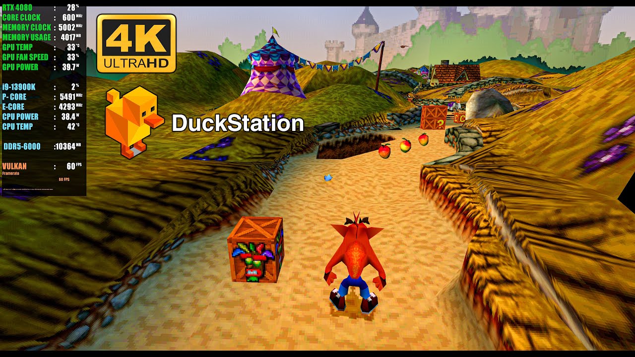 Crash Bandicoot Warped - ( DuckStation 4K 60FPS ) + Configuration | PS1 Emulator (2024)