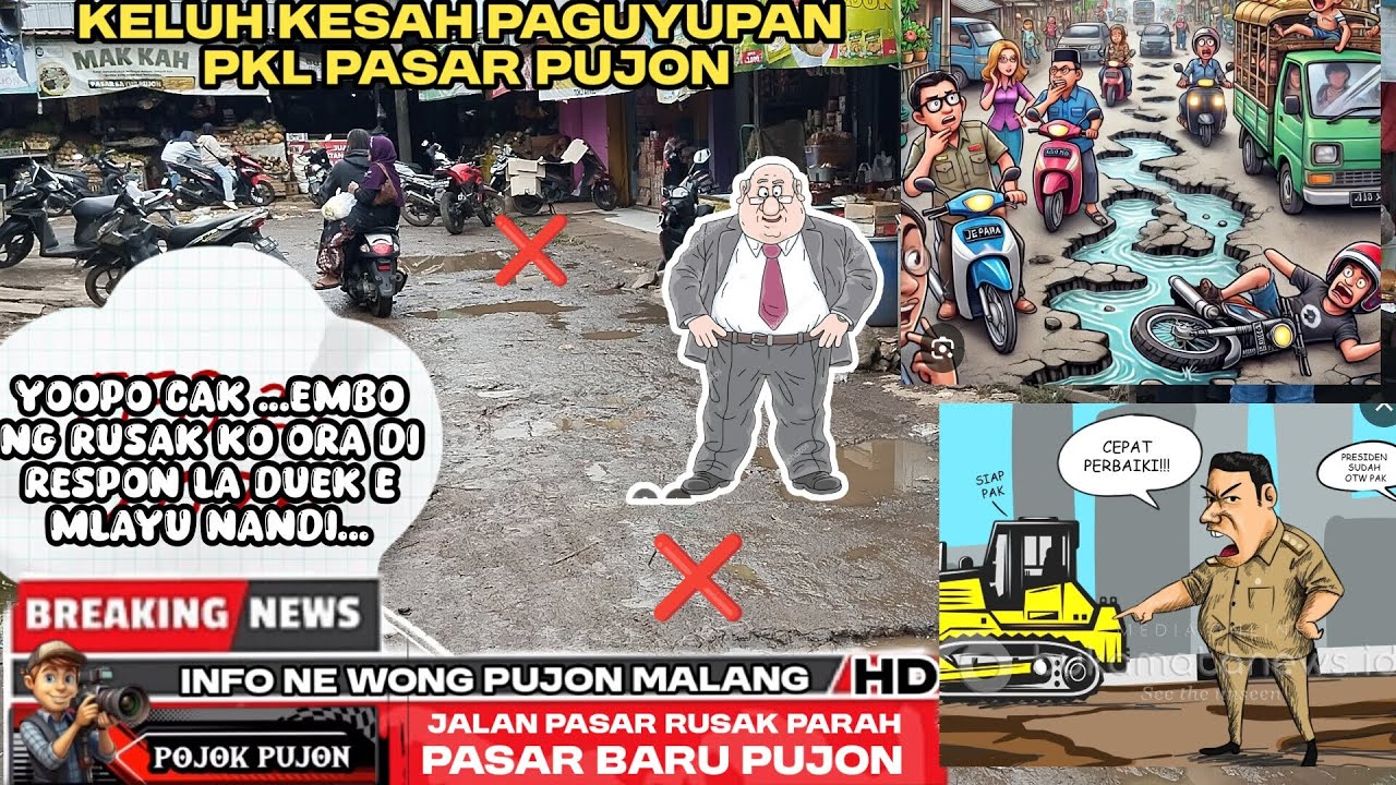 JALAN RUSAK PARAH DI PASAR BARU PUJON ORA DI RESPON PIYE TO IKI CAK....