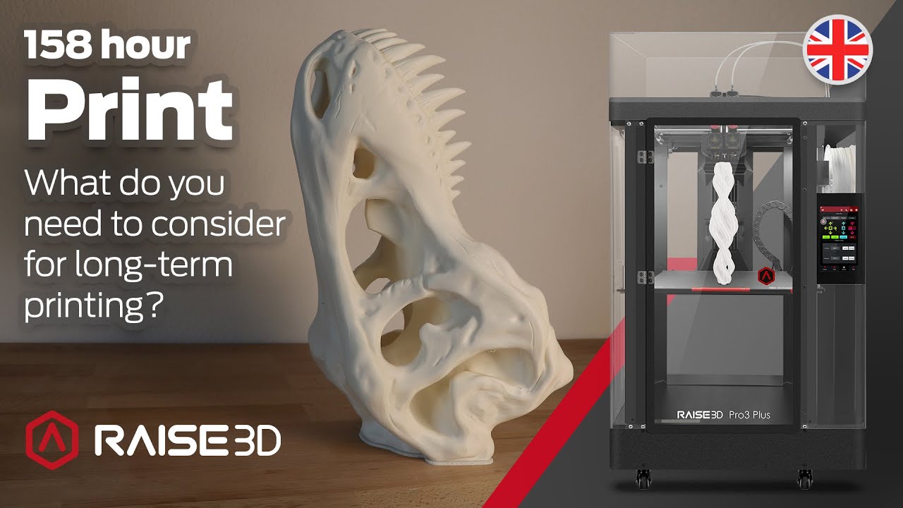 158 HOUR PRINT! Super-long-duration printing test on the Raise3D Pro3 Plus: T-Rex skull