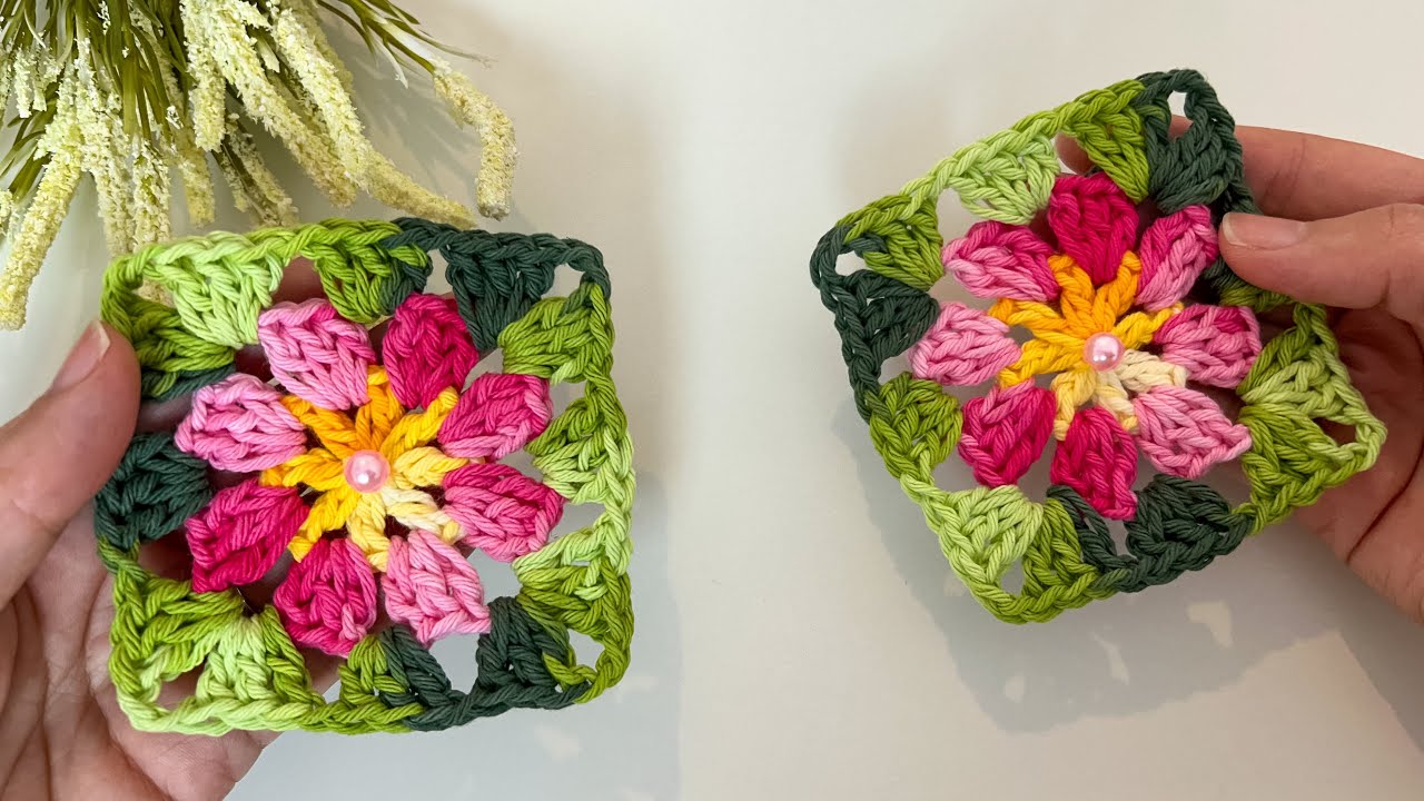 Flor rasteira de crochê Square passo a passo / Flat Crochet Flower Square Step by Step