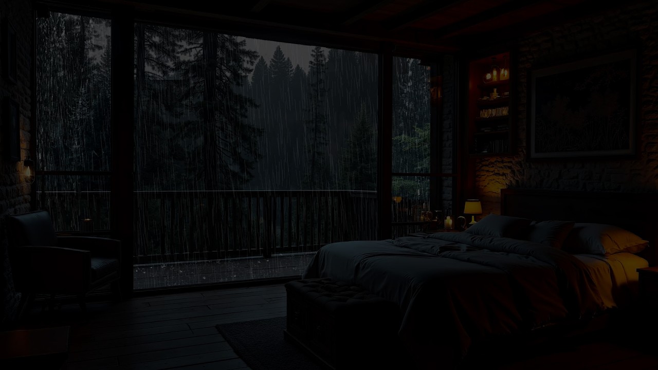 Rain Sound On Dark Window with Thunder Sounds(No Ads)🌧️Rain Sounds for Sleep,Relaxation & Meditation