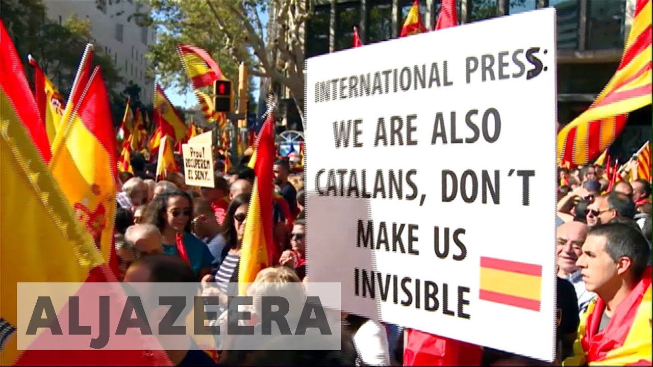 Anti-secessionist Catalans take to streets after referendum