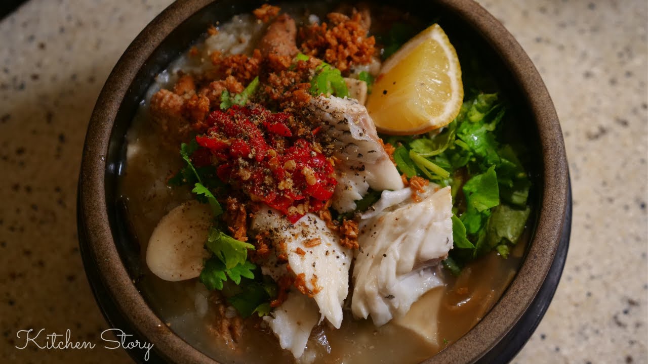 បបរត្រី ម្សៅអង្ករបុក [Fish Congee with Tapioca Rice Noodle][Kitchen Story]