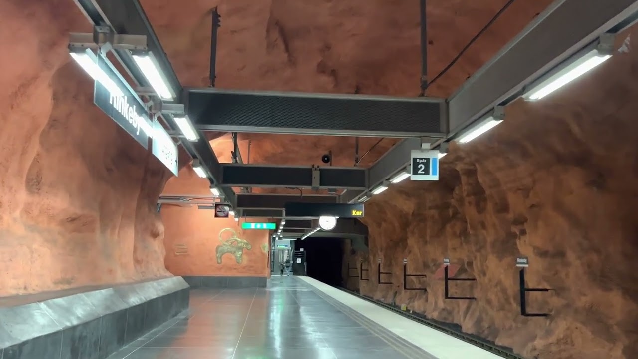 Sweden ,Stockholm ,Rinkeby metro station Blue Line between T-Centralen and Hjulsta.