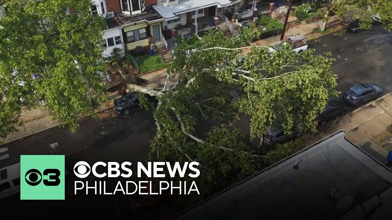 Strong storms rip roof off West Philadelphia apartment building, knock down trees and power lines