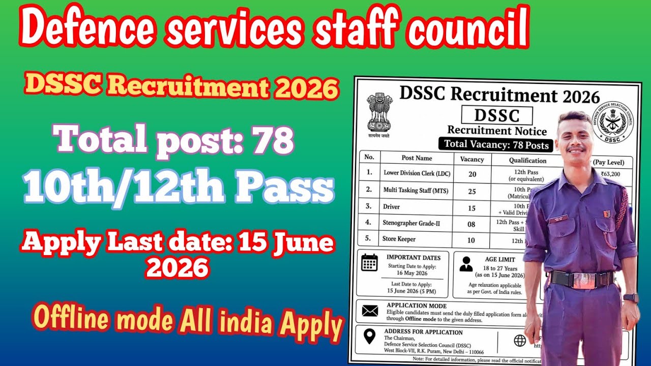 Defence Services Staff Council DSSC Recruitment 2026 // Notice Out // Advertisement Information