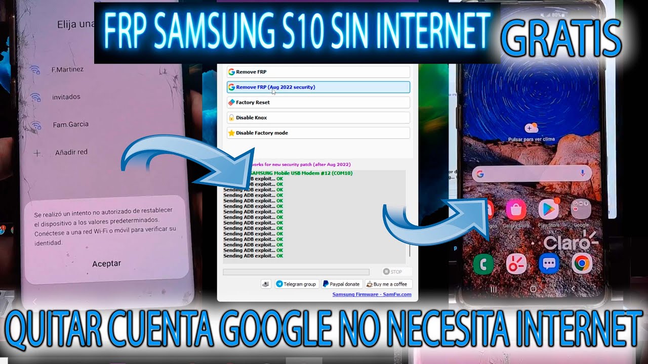 FRP SAMSUNG S10 ULTIMA SEGURIDAD UN CLICK QUITAR CUENTA GOOGLE G975