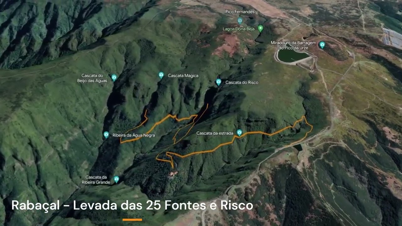 Raba&ccedil;al - Levada das 25 Fontes e Risco Trail Map, Walking&nbsp;in&nbsp;Madeira