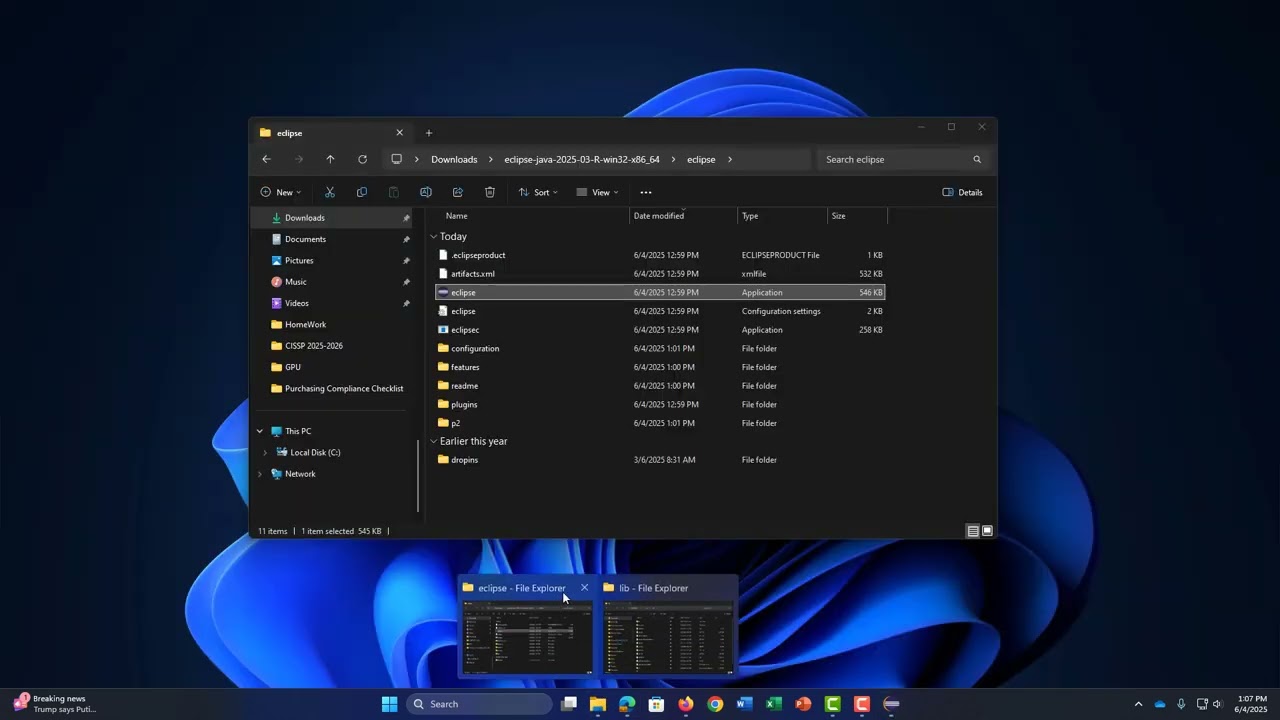 Install Eclipse 2025 in Windows