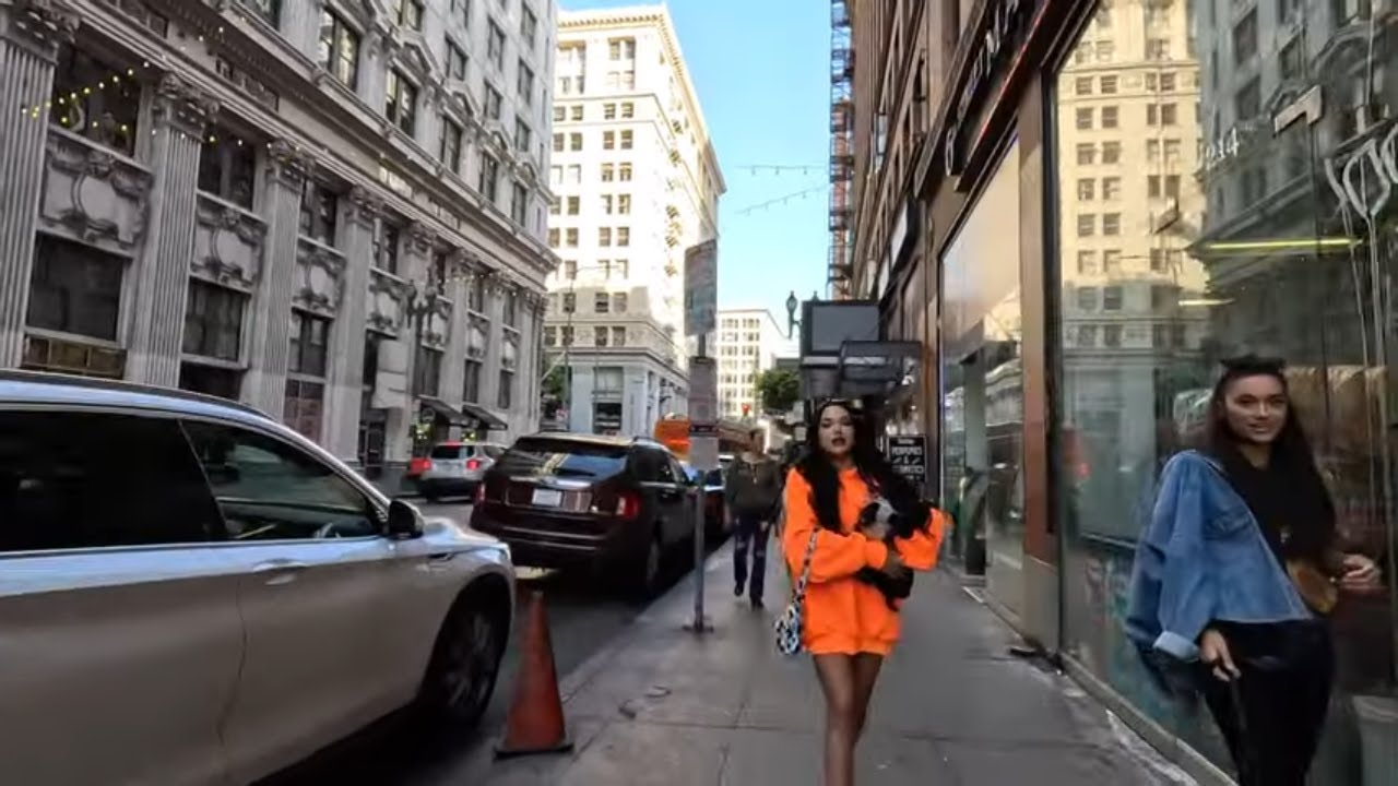 Downtown Los Angeles Saturday Late Afternoon Walking Tour 4K