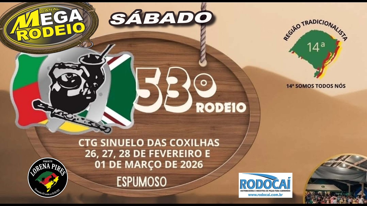 SÁBADO/TARDE - 53º RODEIO CTG SINUELO DAS COXILHAS - 26FEV A 1/MAR 2026 - ESPUMOSO-RS.