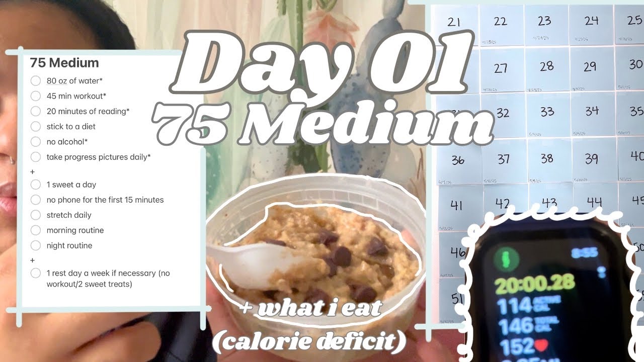 i started the 75 Medium (75 Hard) challenge + what i eat in a day ~ calorie deficit🤸🏽‍♂️