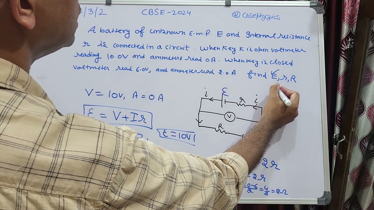 A battery of unknown emf E and internal resistance r is connected in a circuit as shown in the figur