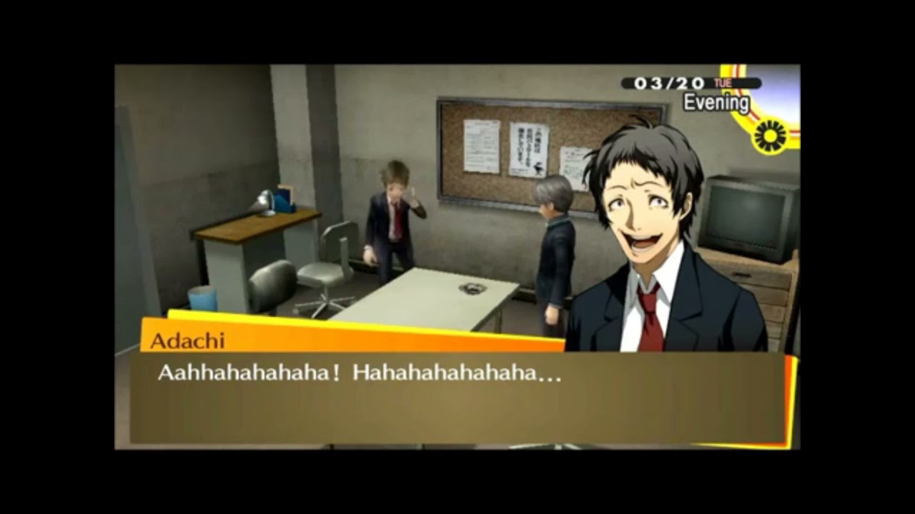 adachi laughing but with like a dream come true