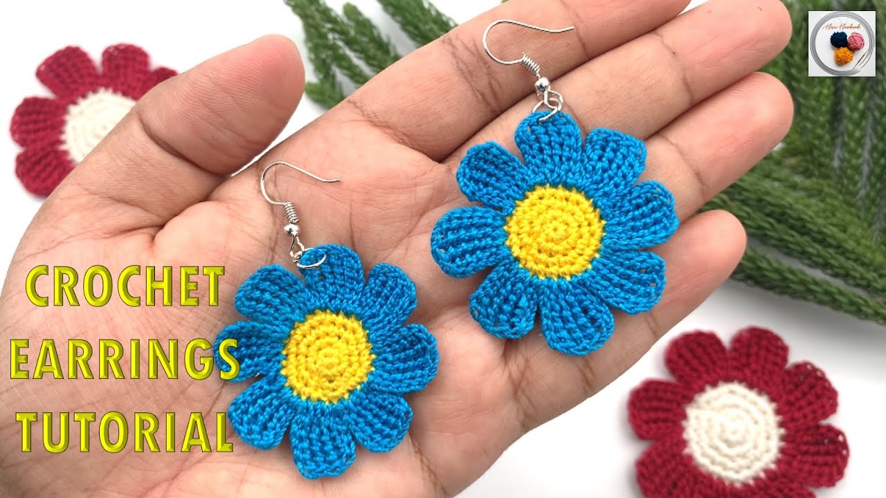 Tunisian Crochet Flower Earrings Tutorial | beginner friendly tutorial | Crochet Jewelry DIY