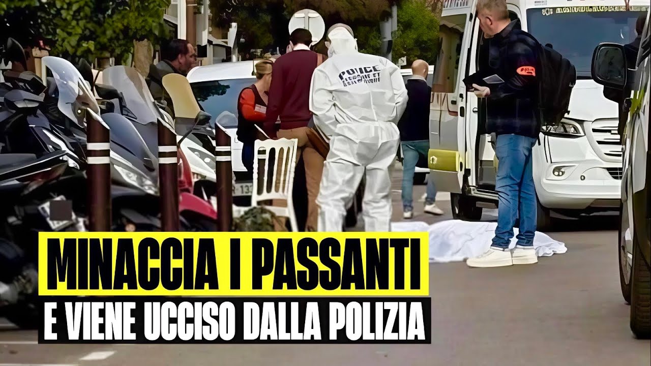 ULTIM'ORA 20ENNE MINACCIA I PASSANTI CON UN COLTELLO: UCCISO DALLA POLIZIA. SOCCORSI SUL POSTO