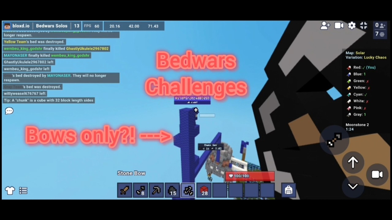 I tried 3 Different bedwars challenges in Bloxd io