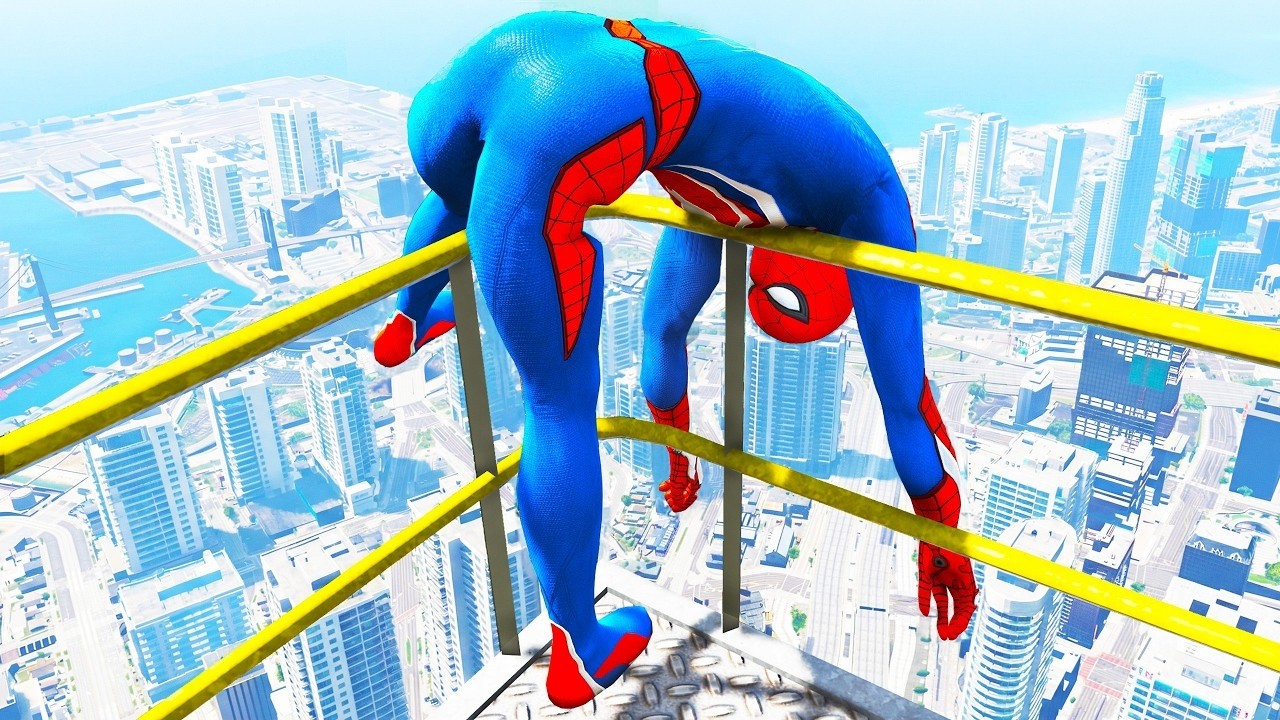 SPIDERMAN CRAZY JUMPS/FALLS #15 (GTA 5 Spider-Man Fails)