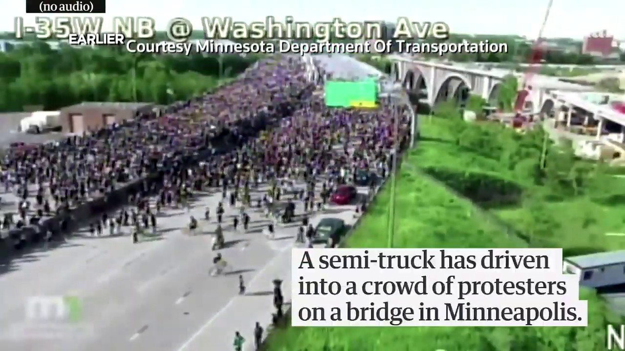 Truck drives into protesters on Minneapolis highway #america #news #protest