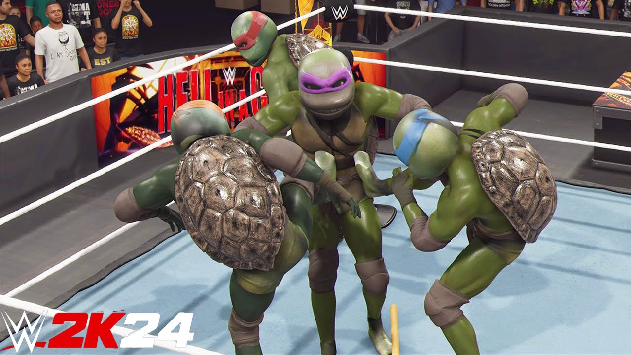 Черепашки-ниндзя в матче на выбывание — WWE 2K24 — PS5 [4K 60FPS]