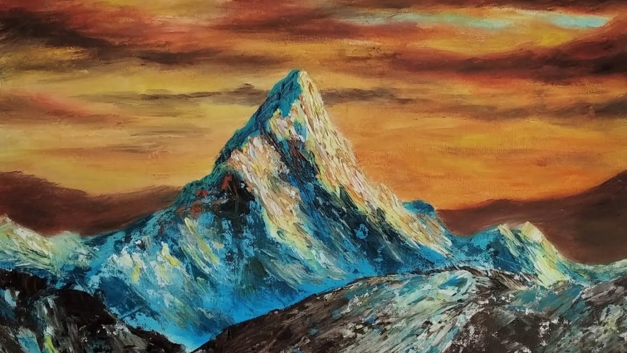 Pintar con espátula Montaña Himalaya ⛰️. Ama Dablam | Pintar con Francis ®️ [MARAVILLAS DEL MUNDO]