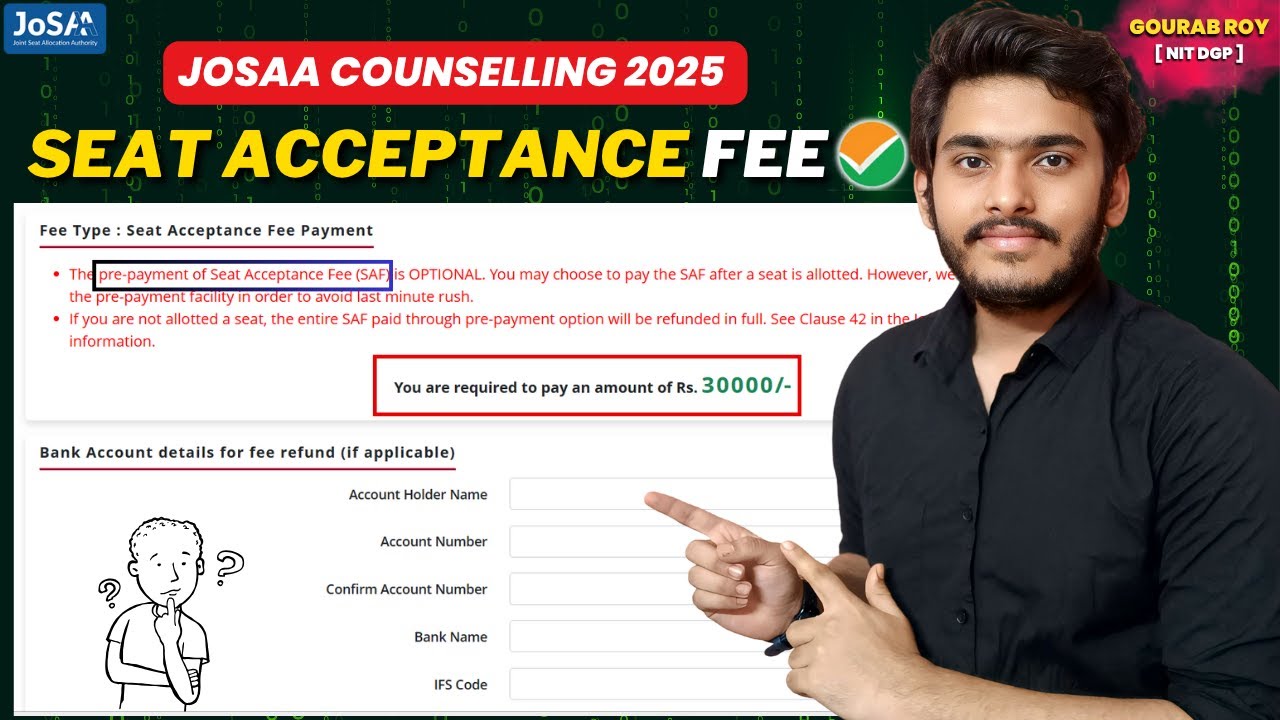 Pre-payment of Seat Acceptance Fee JOSAA✅ | JOSAA Counselling 2026 | JOSAA 2026