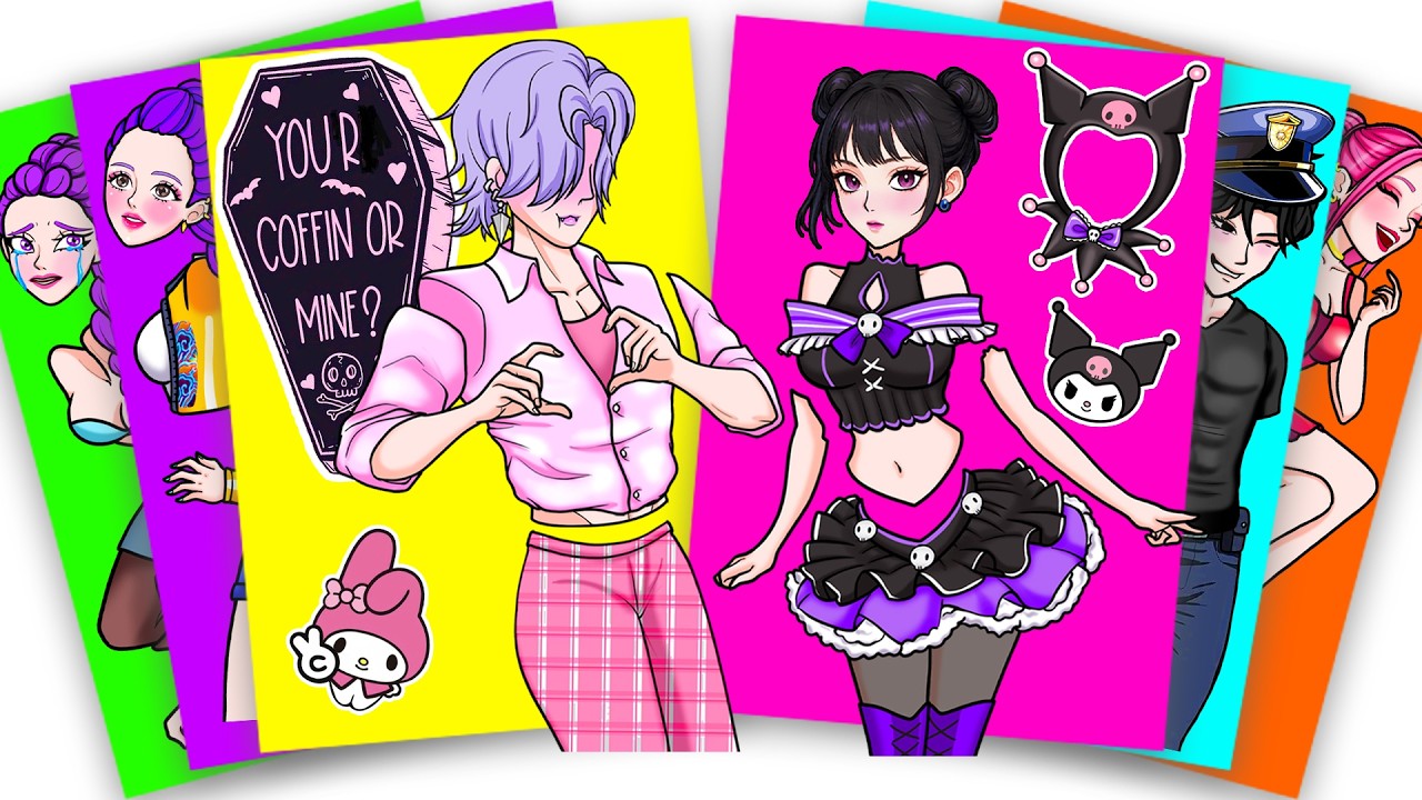 Huntrix Zoey and Saja Boys Cosplay Kuromi and My Melody - Kpop Demon Hunters Sticker Book |Paper DIY