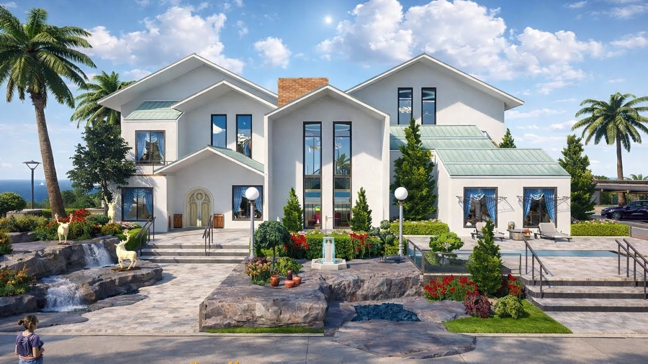 PUBG Home Design Level 30 | Modern Luxury Tropical House Design | White Elegant 2-Story Dream Home