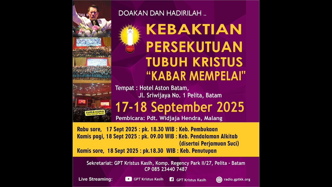 Ibadah Kunjungan I - Batam | Pdt. Widjaja Hendra | Rabu, 17 September 2025 | Ibadah Online