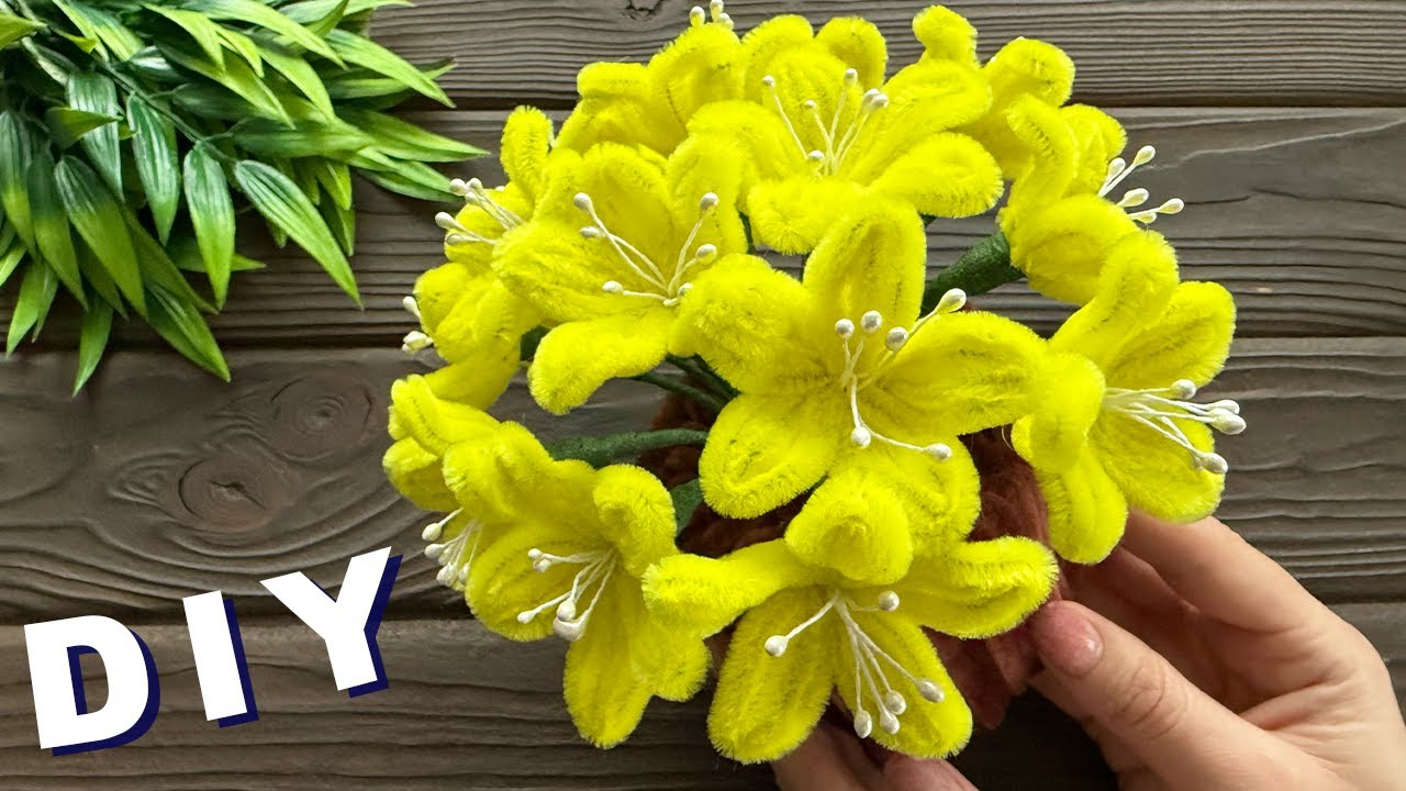 How to Make Easy Flowers basket Pipe Cleaner with Chenille Wire Easy Tutorial Crafts