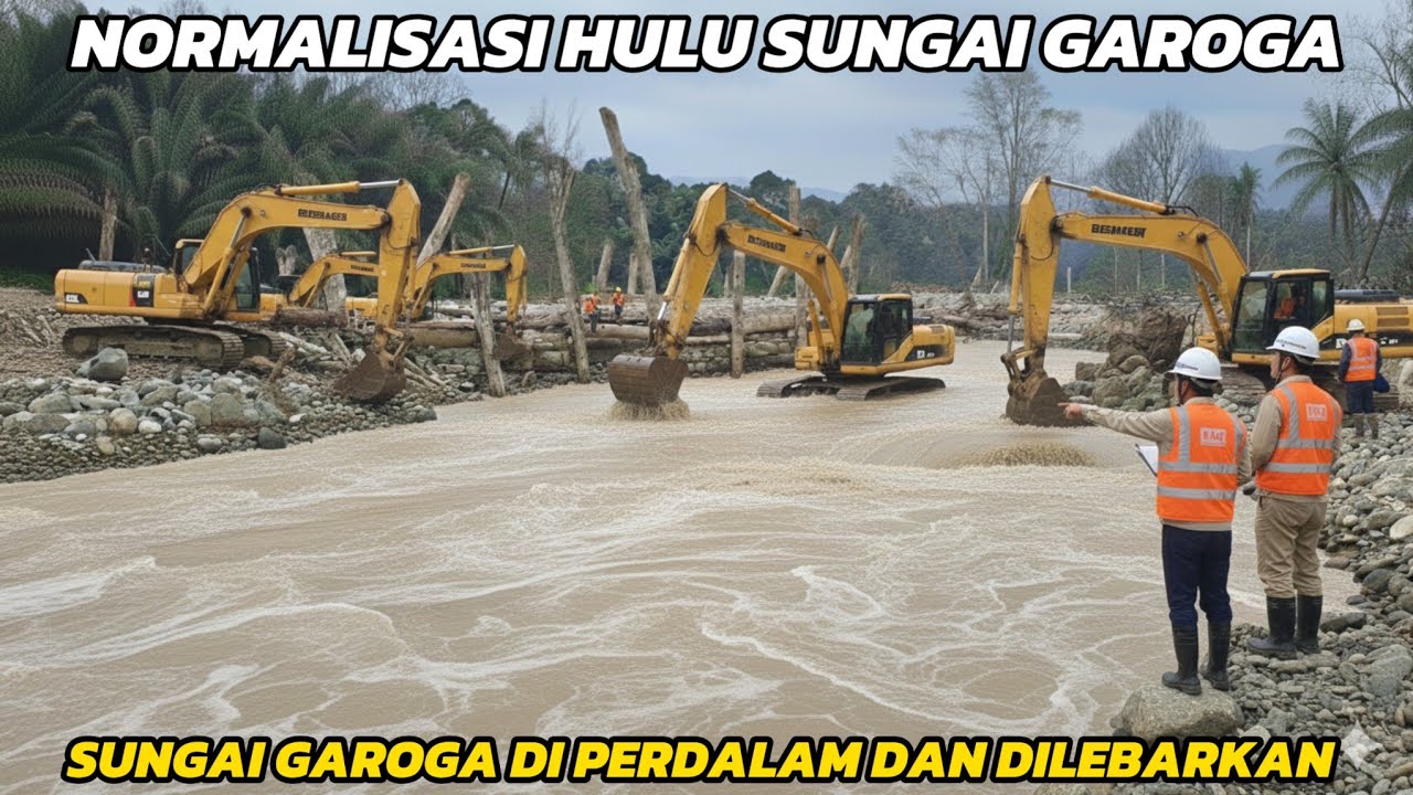 TURUNKAN 7 UNIT EXCAVATOR !! Sungai Garoga Di Lebarkan Dan Diperdalam !! 