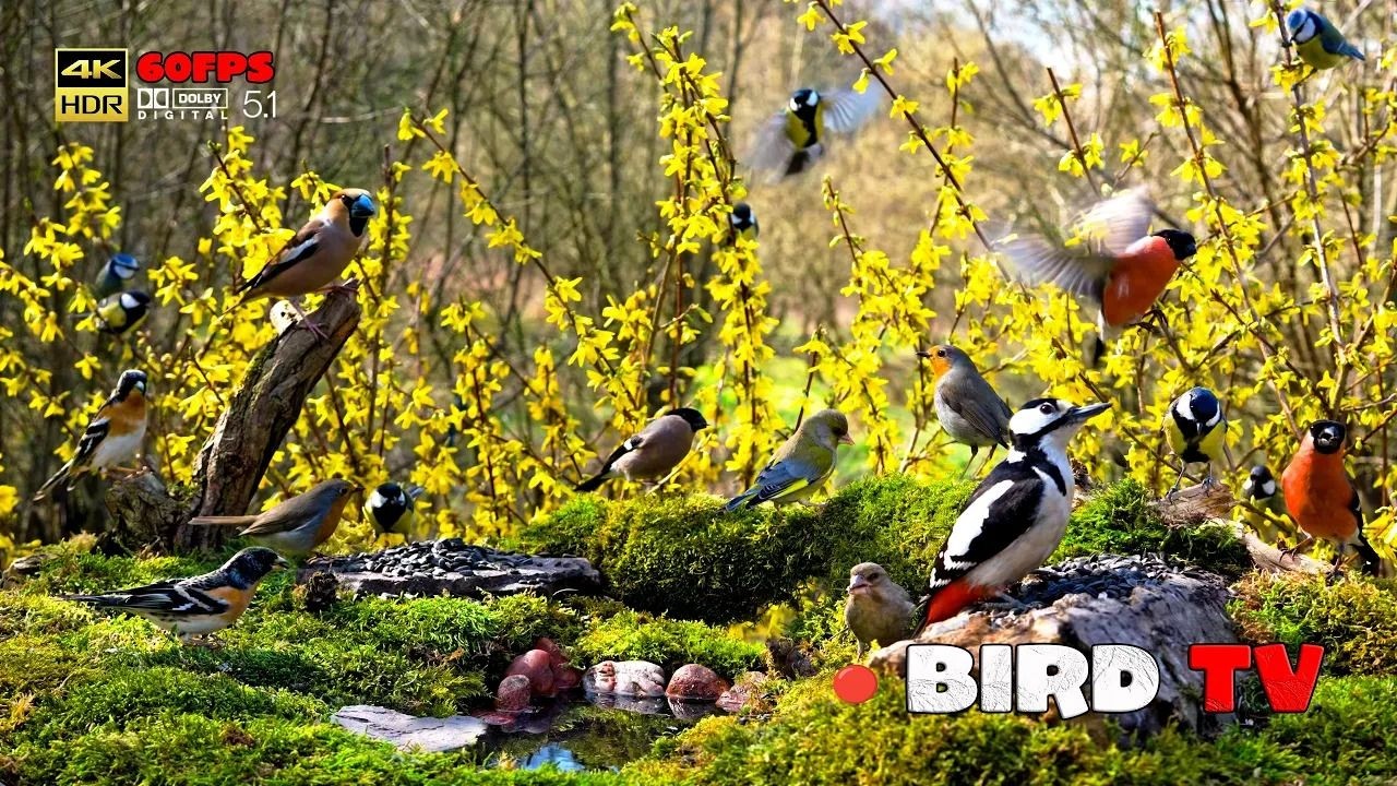 🔴 Bird TV: Classic Cat TV Wild Birds show UPDATE: New Angle added! 4K HDR #cattv   @Birdwatch007