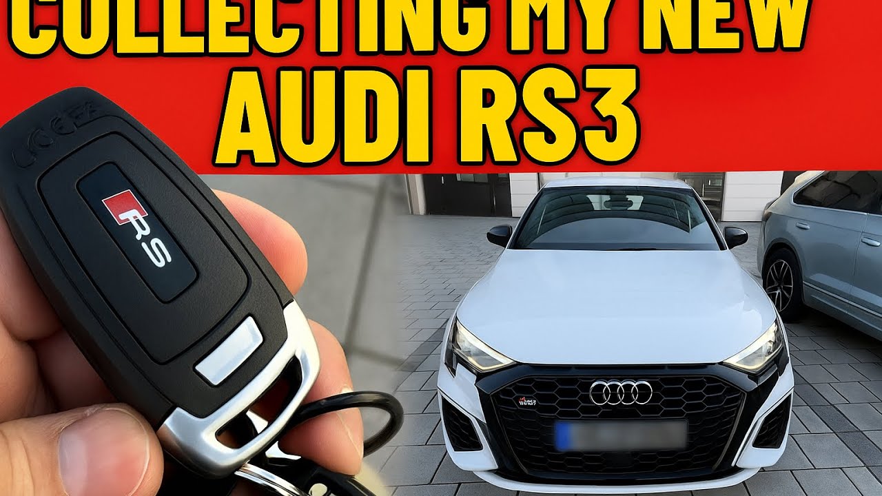 Collecting my new 2025 Audi RS 3 Arkona white and bucket seats