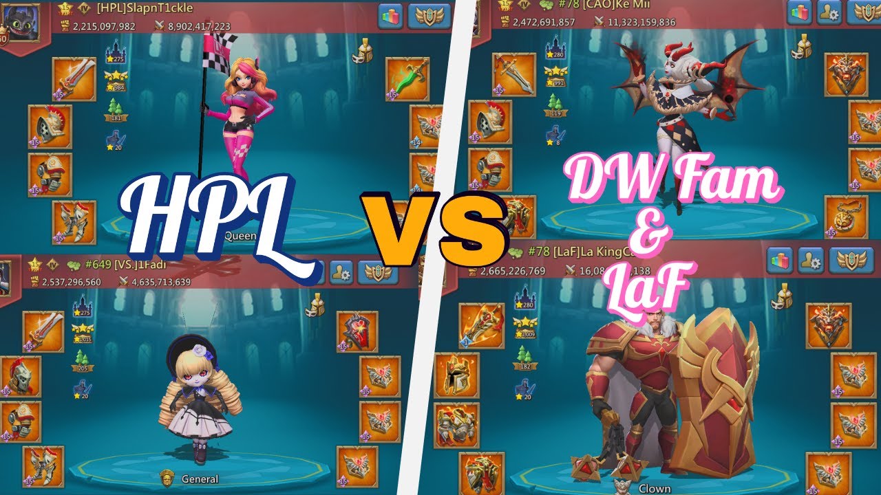 Lords Mobile - HPL vs DW Fam & LaF Baron. 7 guilds vs 1. Sniping against Emperors.