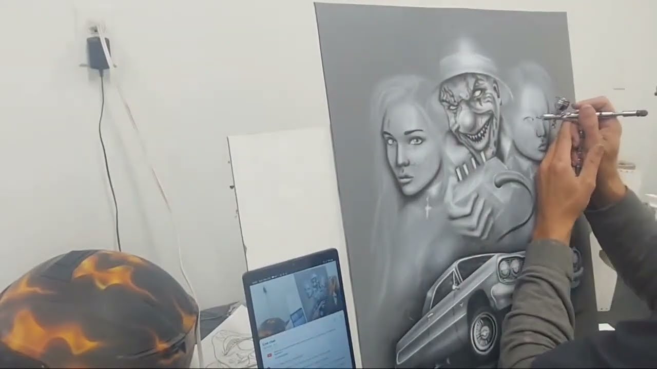 Lowrider Impala art panel Airbrush.