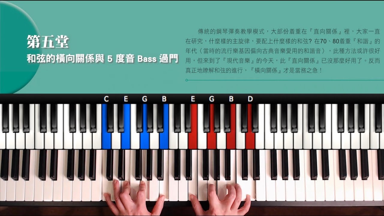 流行鋼琴、司琴教學【5-1 認識C大調，順階五度圈】鋼琴彈唱與獨奏的10堂課(進階) : 張春慧(奶茶)
