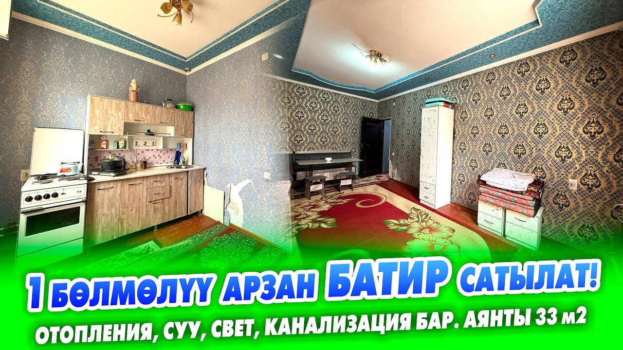 Шашылыш АРЗАН 1 бөлмөлмөлүү БАТИР сатылат! Отопления , суу свет канализация бар. Баасы: 45 000$