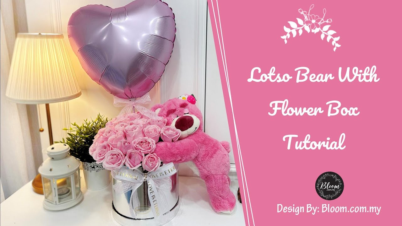 Lotso Strawberry Bear with Flower Box Tutorial || 🍓草莓熊花盒教程 || 草莓熊抱抱桶 🍓