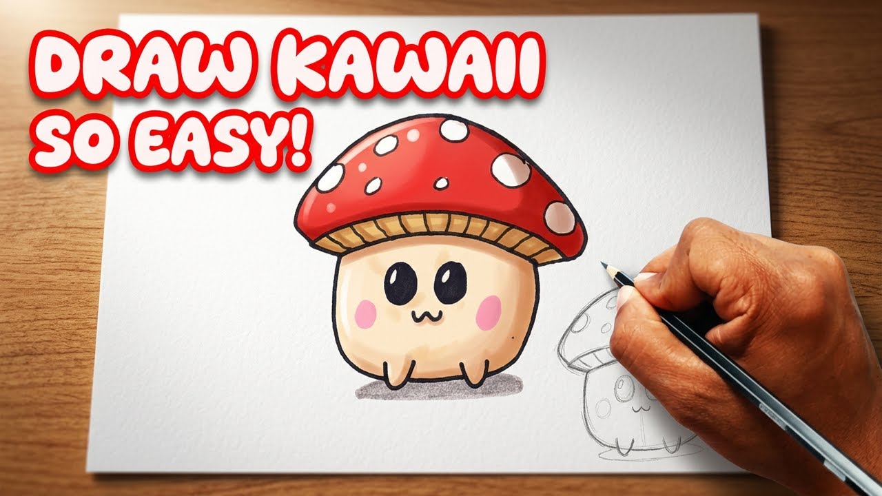 Let's Draw a Cute Kawaii Mushroom🍄| Easy Step-by-Step Drawing