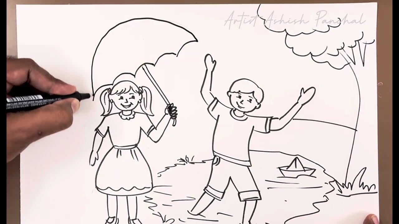 Rainy Day Drawing | Rainy Day Drawing for kids | Rainy Day Drawing Ideas | Beautiful Rainy Day