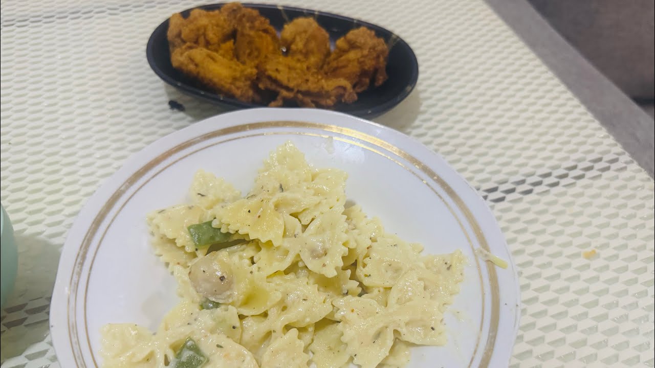Dinner recipe vlog|farfalle pasta| fried wings recipe|#dinnerrecipe #farfallepasta