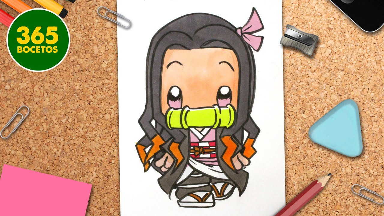 COMO DIBUJAR A NEZUKO KAWAII 🔥 Dibuja a Nezuko Kamado 🔥 de Kimetsu no Yaiba