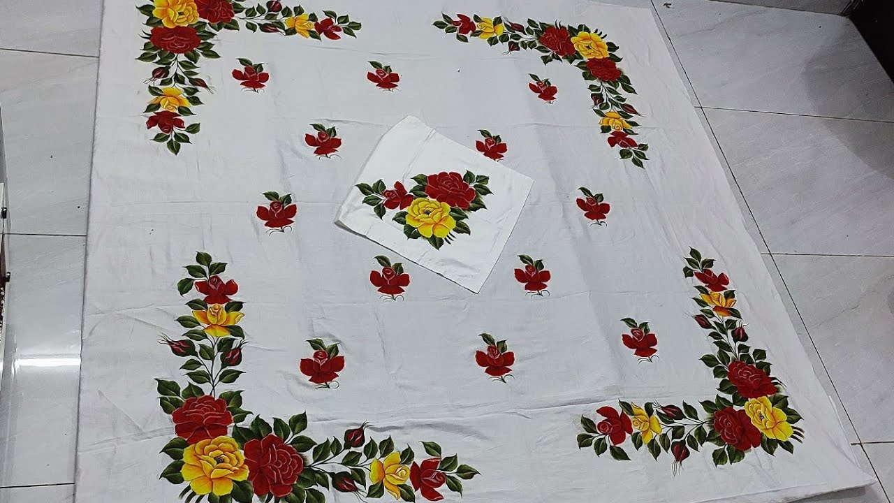 Bridal painting bed sheet. Complete bedsheet