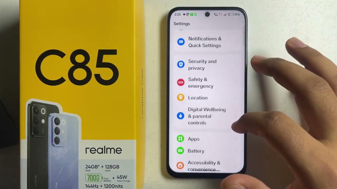 Realme C85/C85 Pro: Как включить или выключить управление звонками с помощью жестов в воздухе