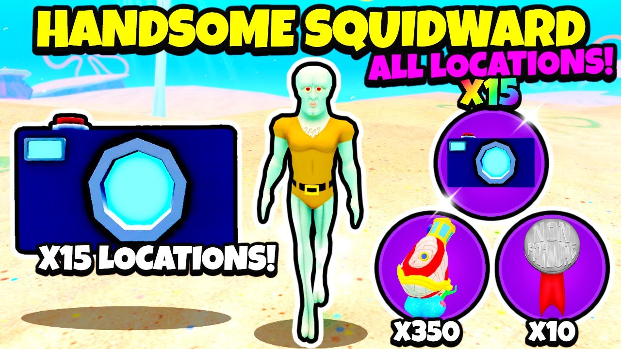HANDSOME SQUIDWARD Morph! (ALL 15 LOCATIONS!) | Roblox SpongeBob Simulator