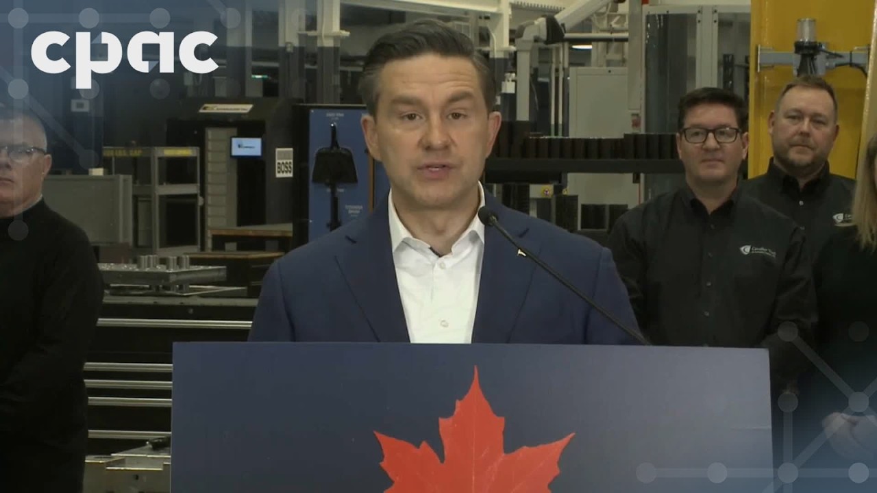 Conservative Leader Pierre Poilievre speaks with reporters in Windsor, Ont. – March 15, 2026