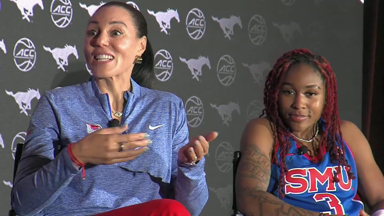 SMU Women's Basketball: Adia Barnes & Players at ACC Tip-Off 2025